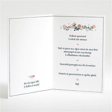 Menu mariage encadrement bleu et saumon - Intérieur du menu