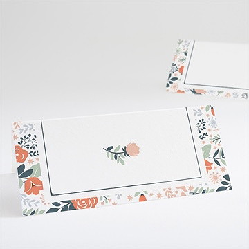 Marque-place mariage encadrement bleu et saumon