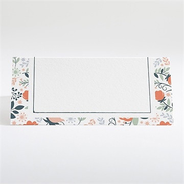 Marque-place mariage encadrement bleu et saumon - Dos du marque-place