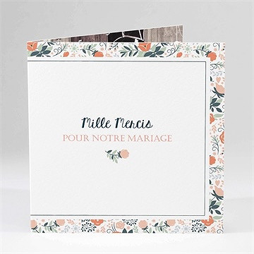 Remerciement mariage encadrement bleu et saumon