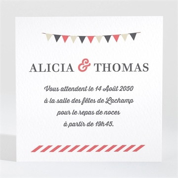 Carton d'invitation mariage fanions de bal