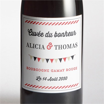 Etiquette de bouteille mariage fanions de bal