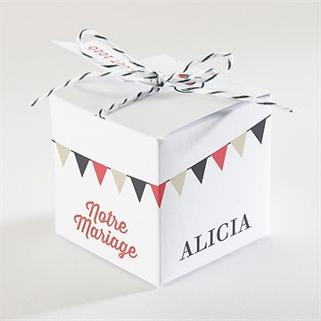 Boîte de dragées mariage fanions de bal - Dos de la boîte