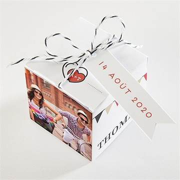 Boîte de dragées mariage fanions de bal - Dessus de la boîte