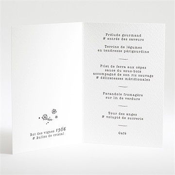 Menu mariage champêtre sur ardoise - Intérieur du menu