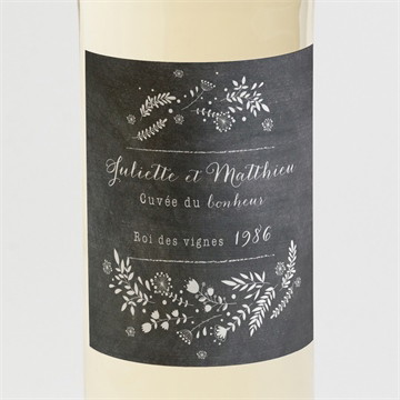 Etiquette de bouteille mariage champêtre sur ardoise
