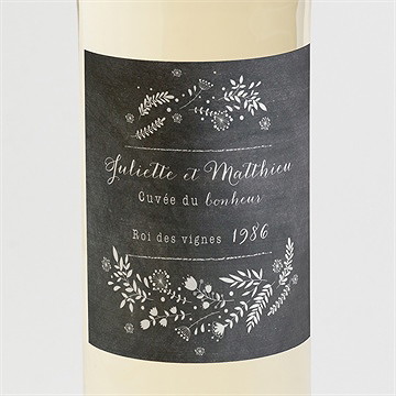 Etiquette de bouteille mariage champêtre sur ardoise