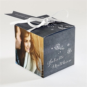 Boîte de dragées mariage champêtre sur ardoise - Dos de la boîte