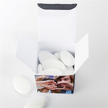 Boîte de dragées mariage champêtre sur ardoise - Intérieur de la boîte