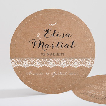Faire-part mariage kraft et dentelle