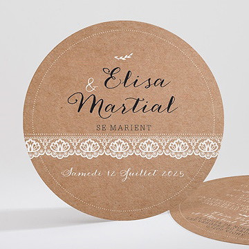 Faire-part mariage kraft et dentelle