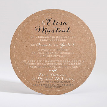 Faire-part mariage kraft et dentelle - Dos du faire-part