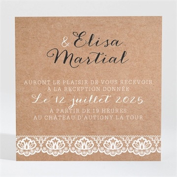 Carton d'invitation mariage kraft et dentelle
