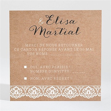 Carton réponse mariage kraft et dentelle