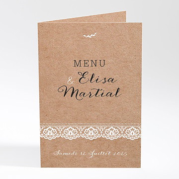 Menu mariage kraft et dentelle