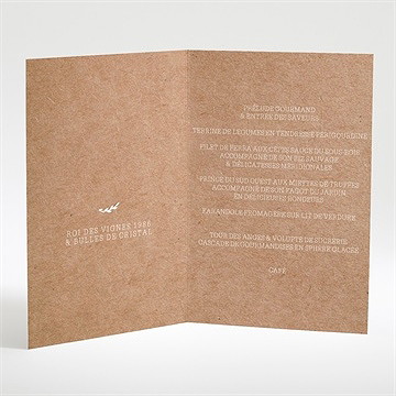 Menu mariage kraft et dentelle - Intérieur du menu