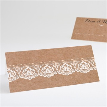 Marque-place mariage kraft et dentelle