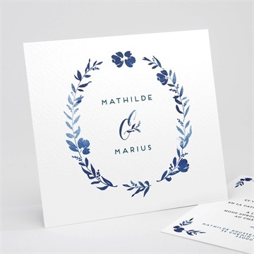 Faire-part mariage aquarelle bleue