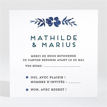 Carton réponse mariage aquarelle bleue