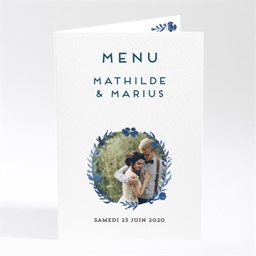Menu mariage aquarelle bleue