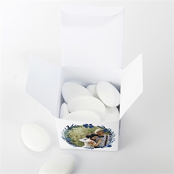 Boîte de dragées mariage aquarelle bleue - Intérieur de la boîte