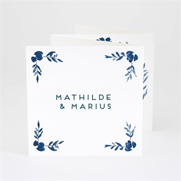 Remerciement mariage aquarelle bleue