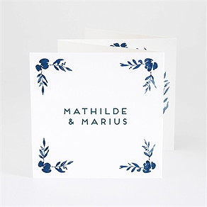 Remerciement mariage aquarelle bleue