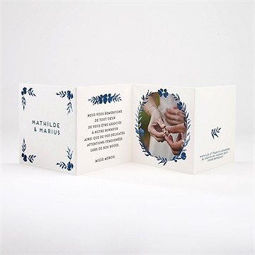 Remerciement mariage aquarelle bleue - Intérieur de la carte