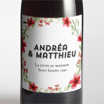 Etiquette de bouteille mariage farandole végétale