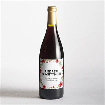 Etiquette de bouteille mariage farandole végétale - Mise en situation