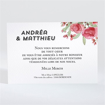 Remerciement mariage farandole végétale - Dos du faire-part