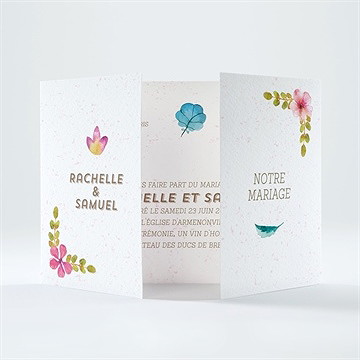 Faire-part mariage couronne printanière