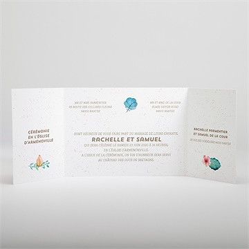 Faire-part mariage couronne printanière - Intérieur du faire-part