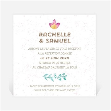 Carton d'invitation mariage couronne printanière