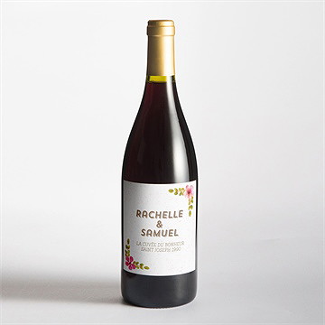 Etiquette de bouteille mariage couronne printanière - Mise en situation