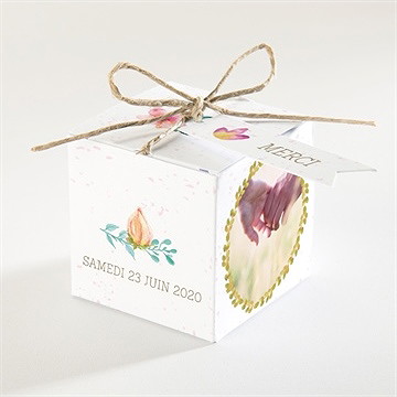 Boîte de dragées mariage couronne printanière