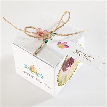 Boîte de dragées mariage couronne printanière - Dessus de la boîte