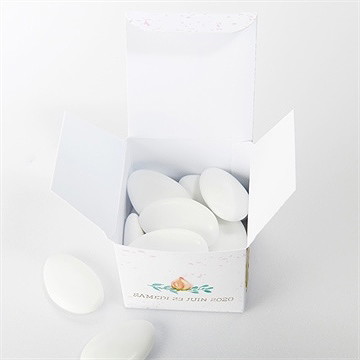 Boîte de dragées mariage couronne printanière - Intérieur de la boîte