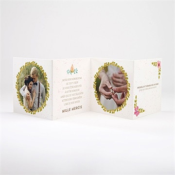 Remerciement mariage couronne printanière - Intérieur de la carte