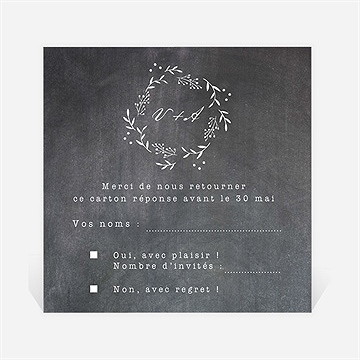 Carton réponse mariage gravure sur ardoise