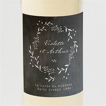 Etiquette de bouteille mariage gravure sur ardoise