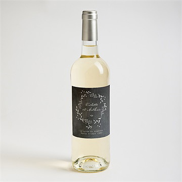 Etiquette de bouteille mariage gravure sur ardoise - Mise en situation