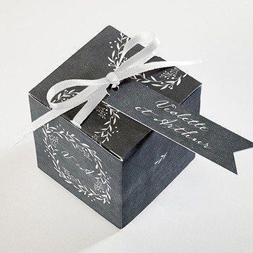 Boîte de dragées mariage gravure sur ardoise - Dessus de la boîte