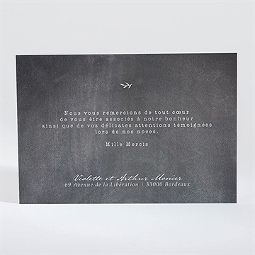 Remerciement mariage gravure sur ardoise - Dos de la carte