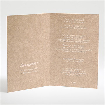Menu mariage kraft multi photos - Intérieur du menu