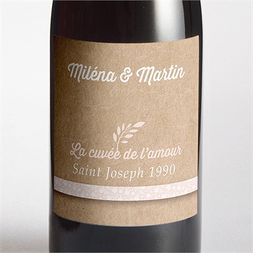 Etiquette de bouteille mariage kraft multi photos