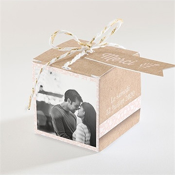 Boîte de dragées mariage kraft multi photos