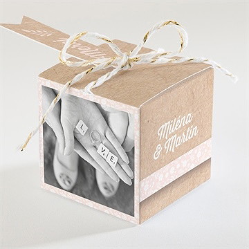 Boîte de dragées mariage kraft multi photos - Dos de la boîte