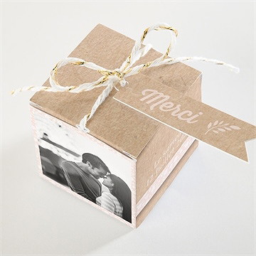 Boîte de dragées mariage kraft multi photos - Dessus de la boîte