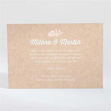 Remerciement mariage kraft multi photos - Dos du faire-part